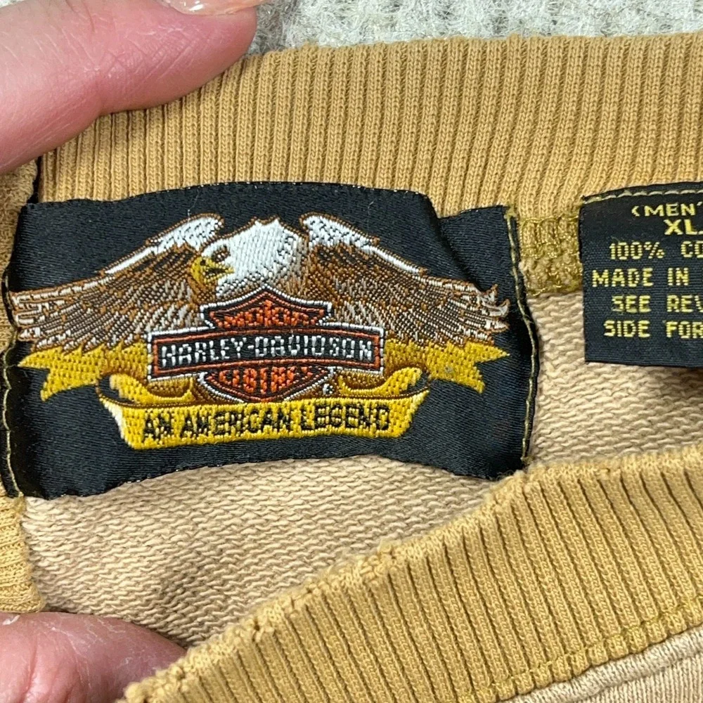 Vintage Harley Davidson Sweatshirt Men XL Brown Crewneck Spellout 90s Y2K - Picture 3 of 13